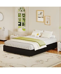 Gaomon Full Cloud Bed Frame，Corduroy Low Frame Without Headboard, Thick Fabric Upholstered Platform Bed, Solid Wood Legs, Easy Assembl