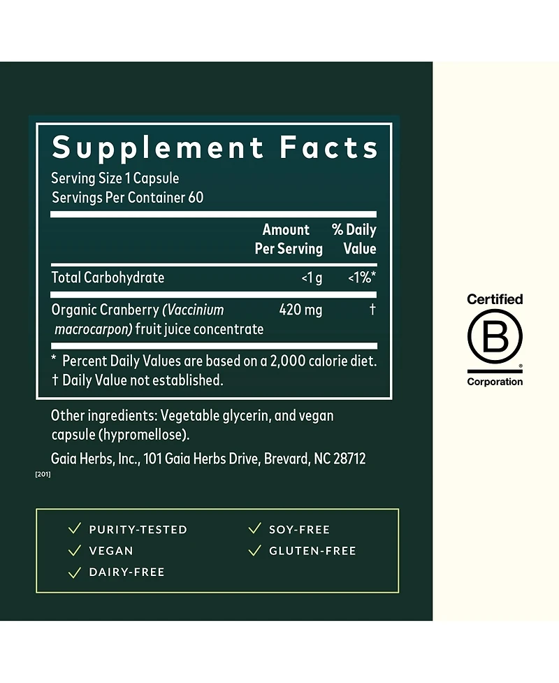 Gaia Herbs Cranberry Concentrate - Helps Maintain Urinary Tract Health - Made With Organic Cranberry Fruit Juice Extract in Convenient Capsules