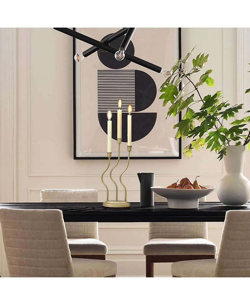 LuxenHome Metal 3-Taper Candle Holder Tabletop Sculpture