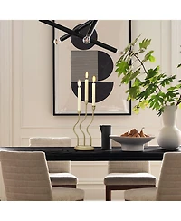 LuxenHome Metal 3-Taper Candle Holder Tabletop Sculpture