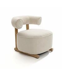 LuxenHome Upholstered Cream Modern U-Shape Back Accent Chair