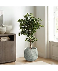 LuxenHome Rustic Multi-Color Cement 14-Inch Round Planter