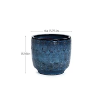 LuxenHome Ocean Blue -Inch Round Ceramic Planter