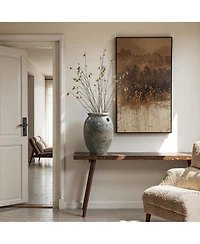 LuxenHome Antiqued Terracotta Jar Vase, Rustic 17-Inch Green & Brown Flower Holder