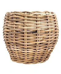 Round Belly Planter with Black Plastic Insert