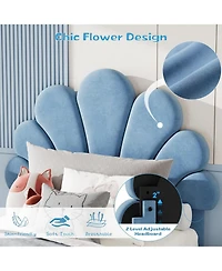 gaomon Bed Frame for Kids - with 2 Storage Drawers, Cute Velvet Princess Platform Upholstered Headboard Girls/Boys