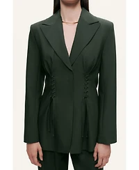 Nocturne Women's Lace-Up Waist Tailored Blazer
