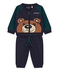 Guess Baby Boys' Long-Sleeve Zip-Up Top and Sweatpant, 2-Piece Set