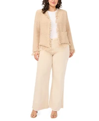 Vince Camuto Plus Long-Sleeve Fringe Cropped Jacket