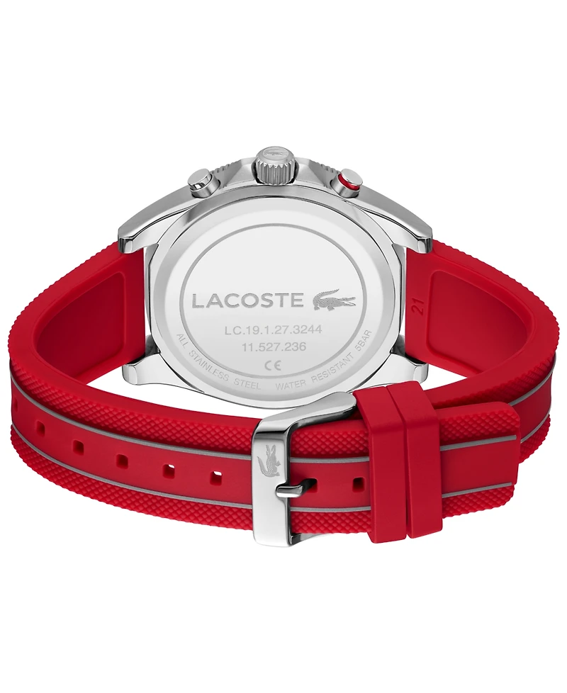 Lacoste Men's Mainsail Red Silicone Strap Watch, 43mm