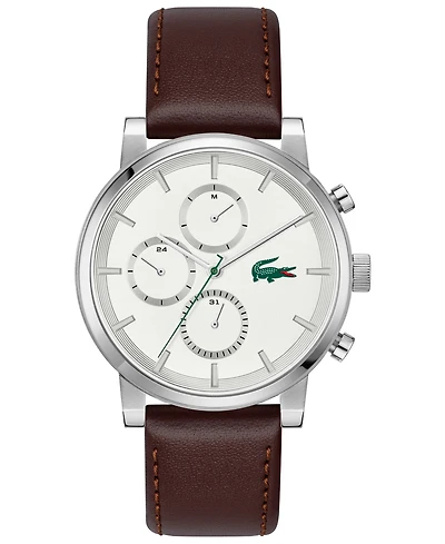 Lacoste Men's Replay Brown Leather Strap Watch, 43mm