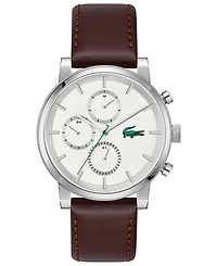 Lacoste Men's Replay Brown Leather Strap Watch, 43mm