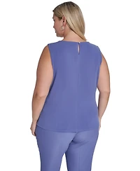 Calvin Klein Plus Solid Pleated Neck Camisole Top