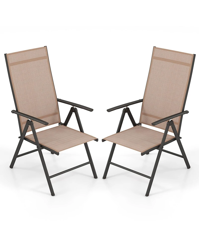 Gymax 4PCS Patio Folding Dining Chair w/ 7-Level Adjustable High Backrest for Garden