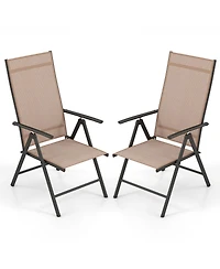 Gymax 4PCS Patio Folding Dining Chair w/ 7-Level Adjustable High Backrest for Garden
