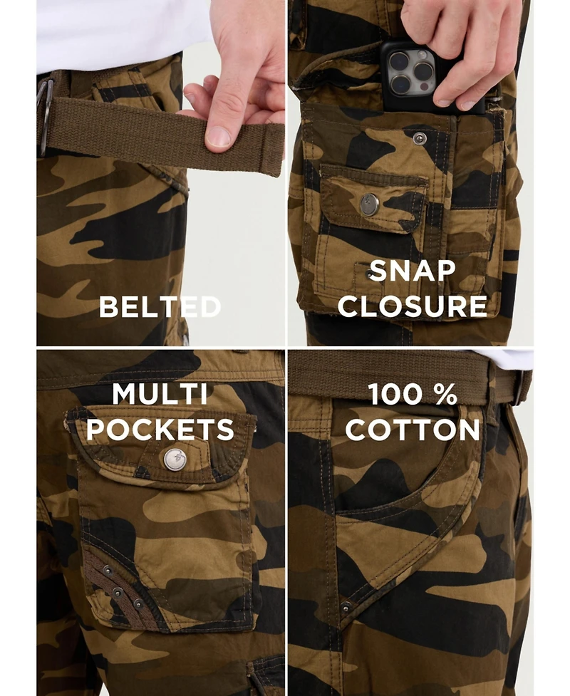 Xray Big & Tall Cargo Shorts Camo & Solid Colors 12.5" Inseam Knee Length Classic Fit Multi Pocket