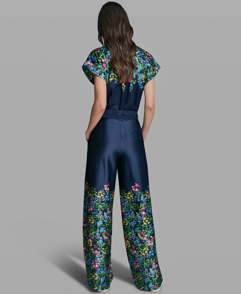 Karl Lagerfeld Paris Women's Mid-Rise Floral Printed Pants