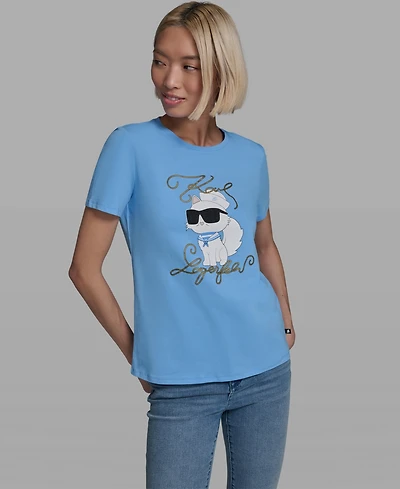 Karl Lagerfeld Paris Women's Short-Sleeve Crewneck T-Shirt