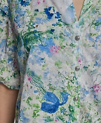 Karl Lagerfeld Paris Women's Short-Sleeve V-Neck Printed Shirt