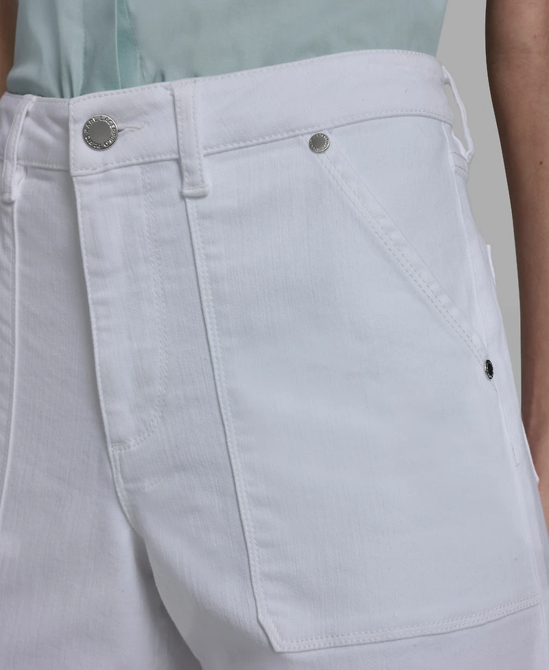 Karl Lagerfeld Paris Women's Wide-Leg Mid-Rise Front Pocket Jeans