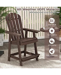 Gymax Tall Bar Stool Hdpe Chair w/ Armrest Footrest Home Indoor Outdoor Patio