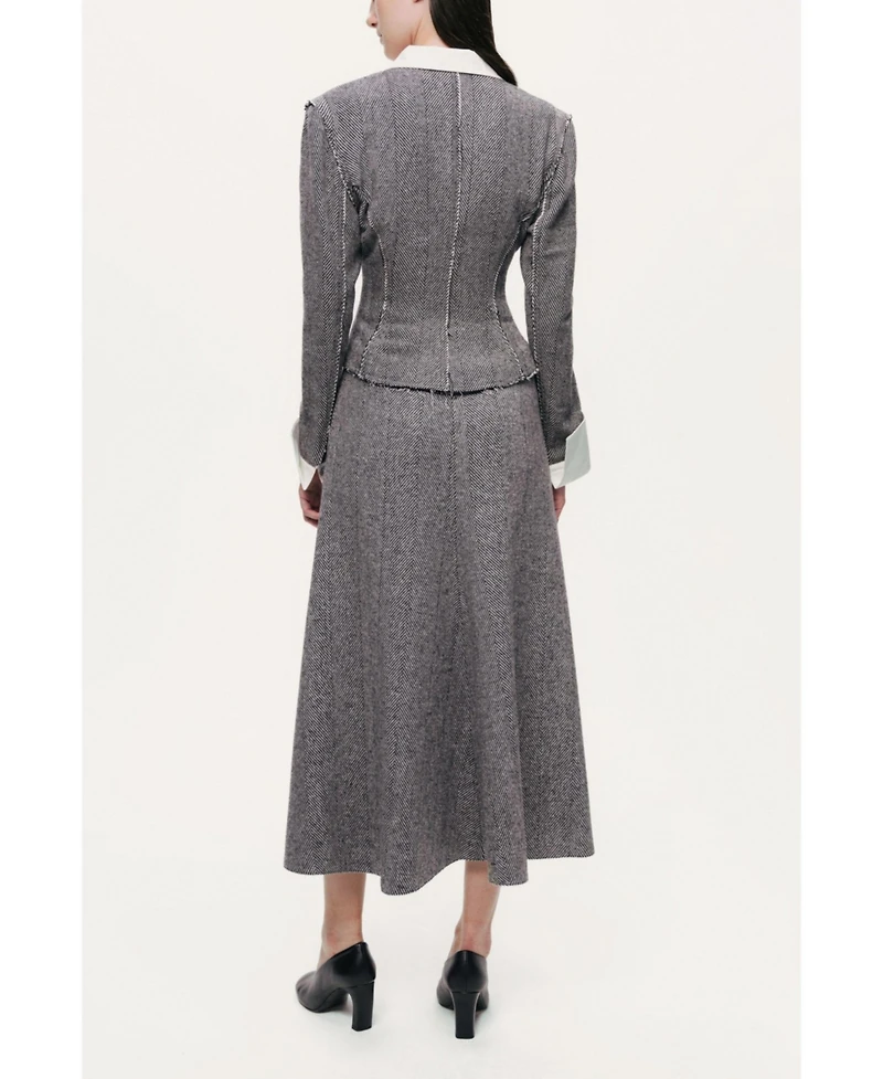 Nocturne Women's Contrast Lapel Tailored Textured Jacket