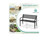 Slickblue Outdoor 50 Inch Patio Bench with Geometric Lattice Backrest