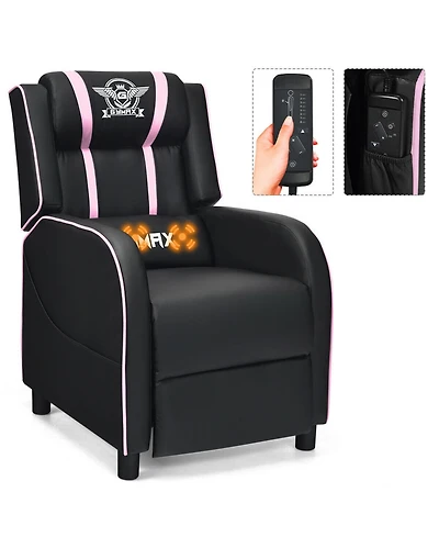 Gymax Massage Gaming Recliner Chair Racing Single Lounge Sofa Home Theater Seat