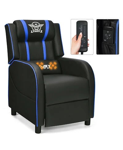 Gymax Massage Gaming Recliner Chair Racing Single Lounge Sofa Home Theater Seat