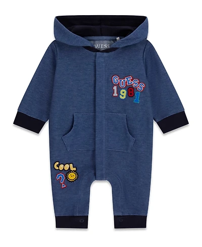 Guess Baby Boys' Knit Denim Hooded Coverall