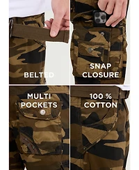Xray Men's Belted Double Pockets Cargo Shorts