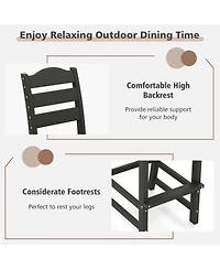 Costway Outdoor 4pcs Hdpe Bar Stool Patio Tall Chair Backrest Footrest All Weather