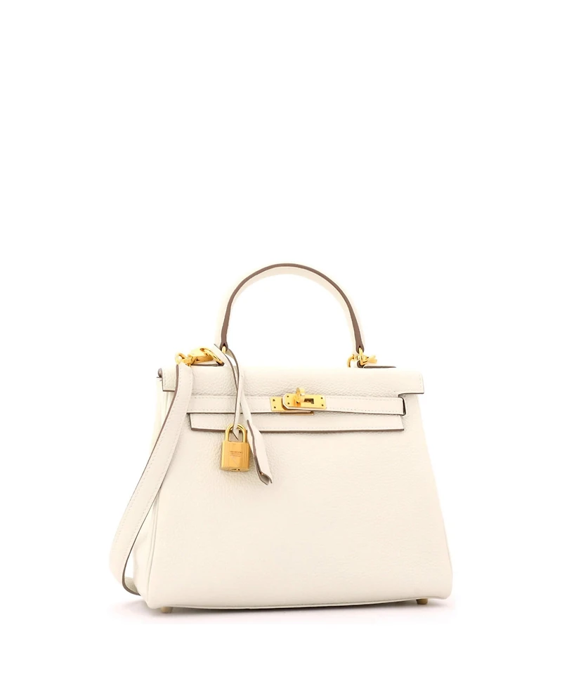 Pre-Owned HERMES Kelly 25 Handbag Light Togo with Gold Hardware