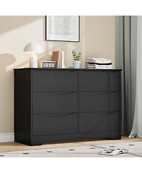 gaomon 6 Drawer Tall Wood Dresser, Modern Storage Chest with Wide Top for Bedroom
