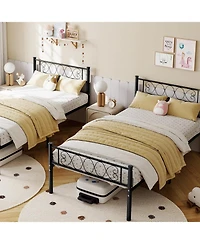 gaomon Metal Bed Frame - Headboard and Footboard with Iron Heart Design, Platform for Boys Girls, No Box Spring Needed