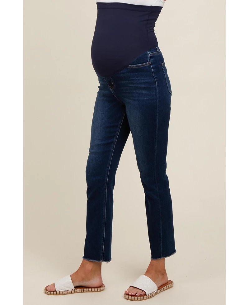 Pinkblush Maternity Navy Blue Cut Hem Slim Straight Jeans