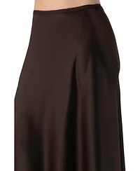 Ivonne Women's Solid Satin Midi Skirt