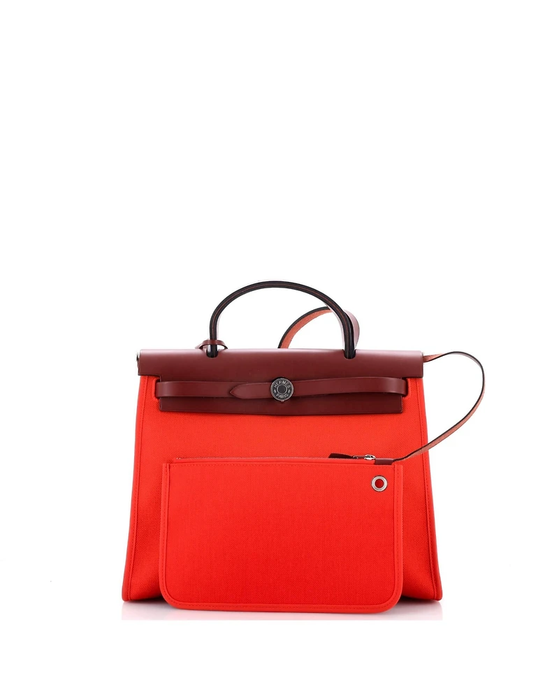 Pre-Owned HERMES 31 Herbag Zip Leather and Toile