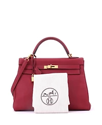 Pre-Owned HERMES Kelly 32 Handbag Red Togo with Gold Hardware