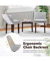 Gymax Modern Dining Chair Set of 4 w/ Mid Back and Cushioned Seat Solid Wood Legs