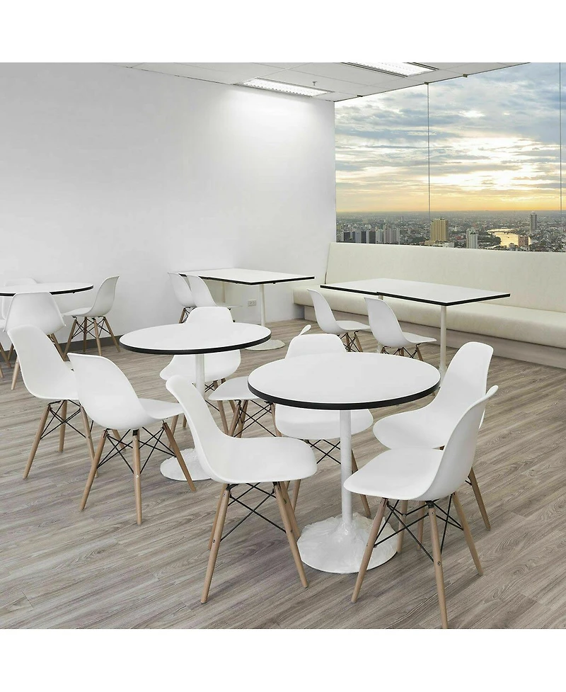 Gymax Set of 2 Dining Chairs Mid Century Modern Wooden Legs Kitchen Living Room