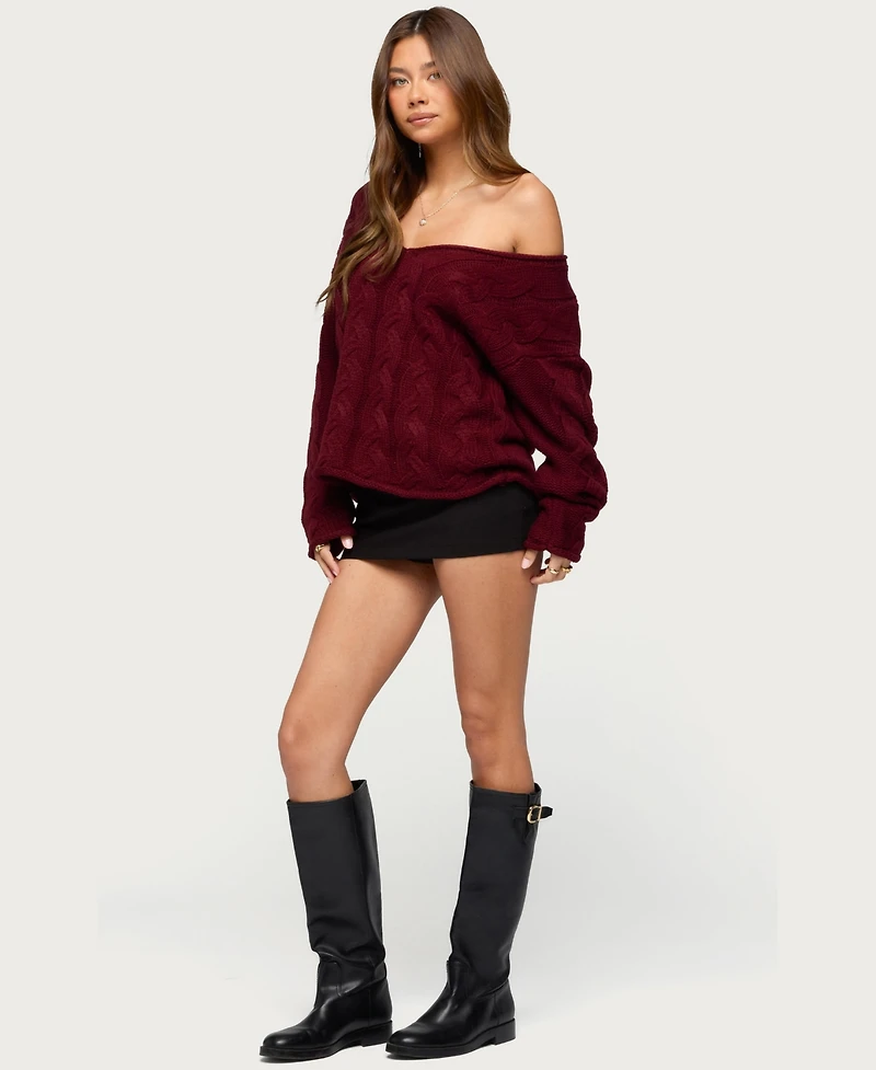 Edikted Women's Inga Oversized Cable Knit Sweater