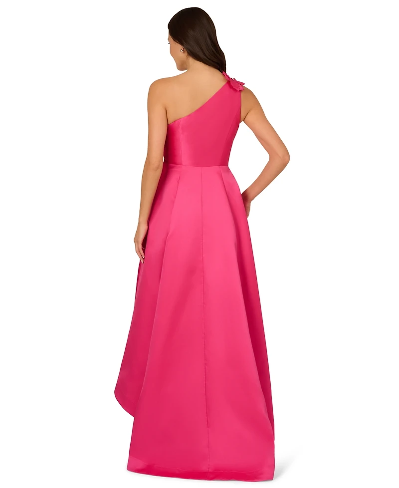 Adrianna Papell Women's Mikado One-Shoulder High-Low Gown