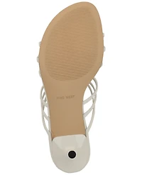 Nine West Women's Grece Strappy Slip-On Kitten Heel Dress Sandals