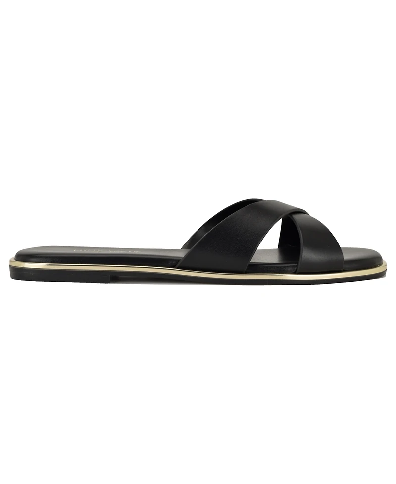 Nine West Women's Edeny Criss-Cross Flat Slip-On Sandals