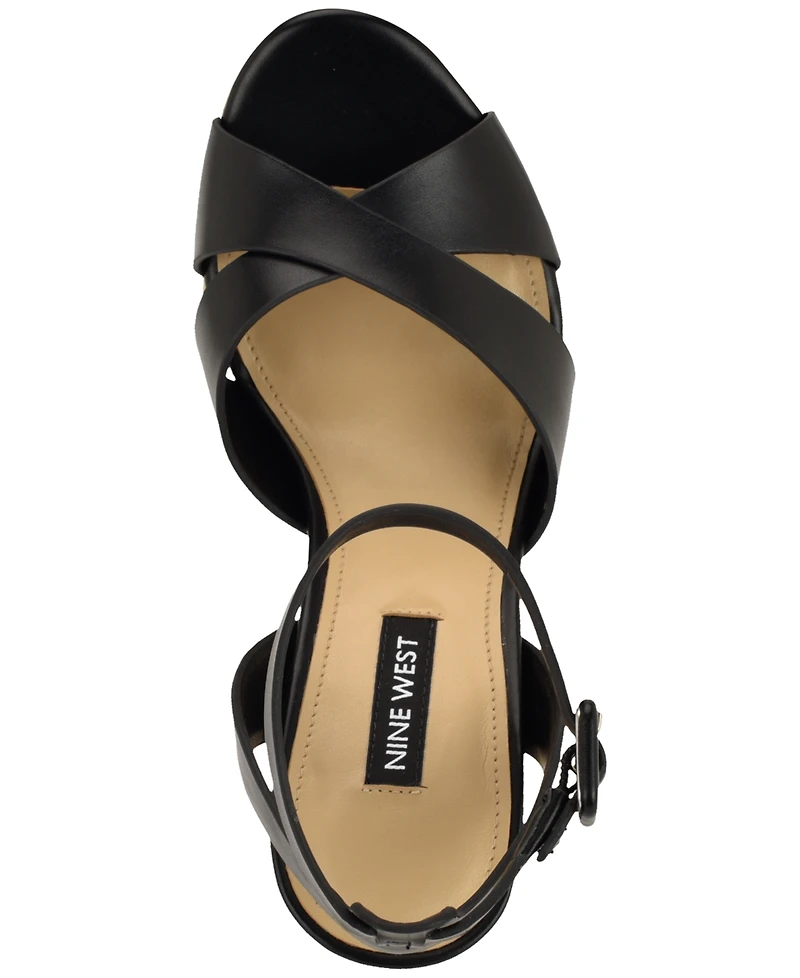 Nine West Women's Weston Criss-Cross Round Toe Platform Sandals