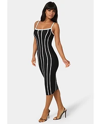 Bebe Women's Stripe Knit Bodycon Midi Dress