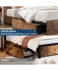 gaomon Bed Frame with Storage Headboard, Wooden Charging Station