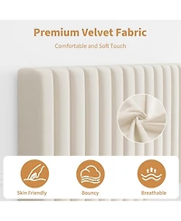 gaomon Bed Frame with Adjustable Headboard, Velvet Upholstered Platform Frame, Vertical Channel Tufted