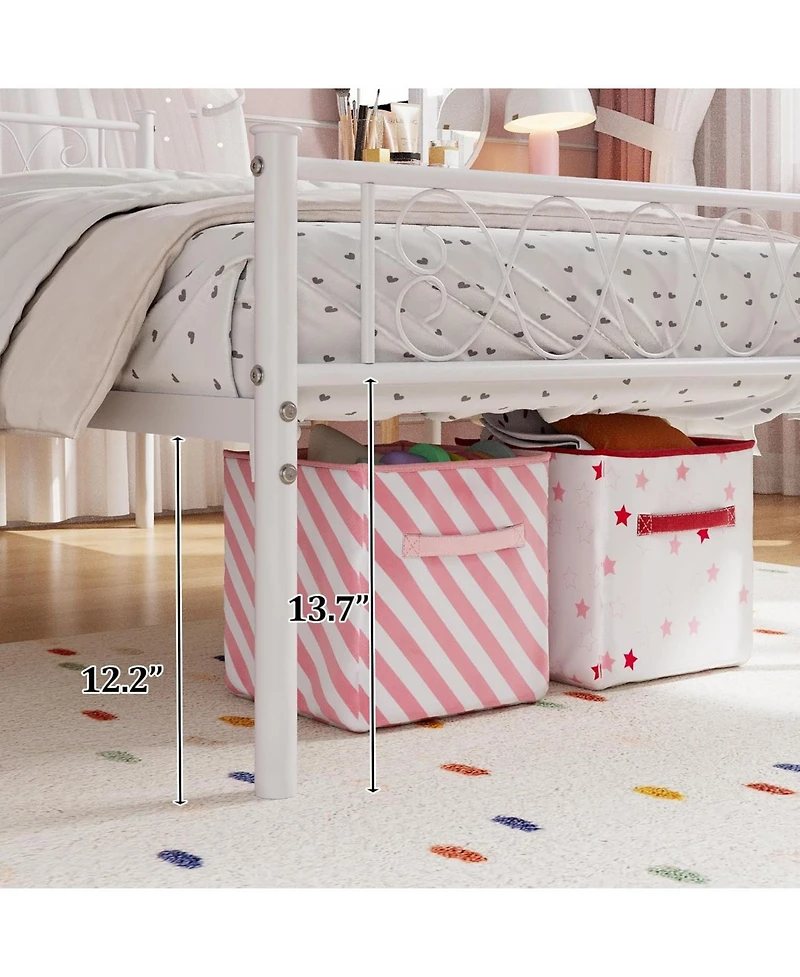 gaomon Metal Bed Frame - Headboard and Footboard with Iron Heart Design, Platform for Boys Girls, No Box Spring Needed